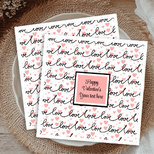 Servilleta De Papel Bocetos de Corazones Negros Rosa Personalizados Sa