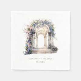Servilleta De Papel Boda acuarela Arco floral personalizado