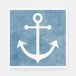 Servilleta De Papel Boda Acuarela Azul Ancla de Barco Náutico