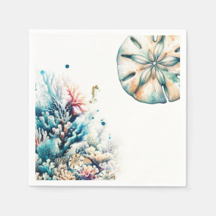 Servilleta De Papel Boda acuarela coral Splash Oceano
