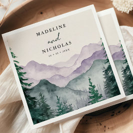Servilleta De Papel Boda acuarela del bosque de la montaña brumosa