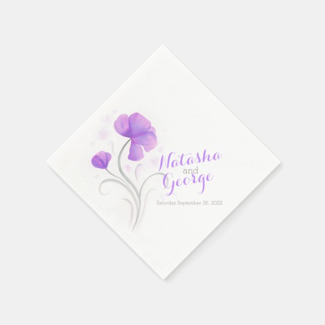 Servilleta De Papel Boda acuarela flor silvestre morado papel serville (Borde)