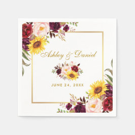 Servilleta De Papel Boda acuarela Floral Gold