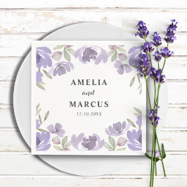 Servilleta De Papel Boda acuarela floral púrpura rústica