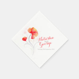 Servilleta De Papel Boda acuarela naranja de flores silvestres pañolet