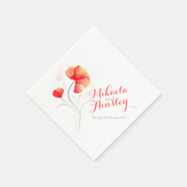 Servilleta De Papel Boda acuarela naranja de flores silvestres pañolet