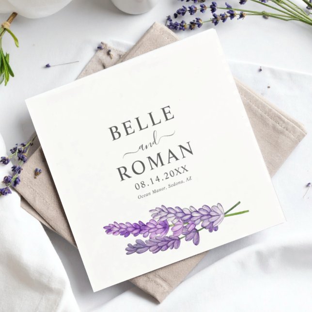 Servilleta De Papel Boda acuarela púrpura lavanda boho   (Subido por el creador)