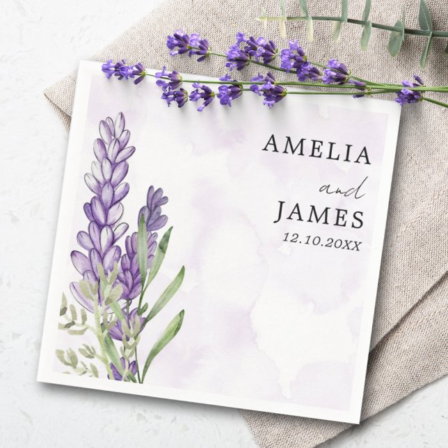 Servilleta De Papel Boda acuarela púrpura lavanda moderna  (Subido por el creador)