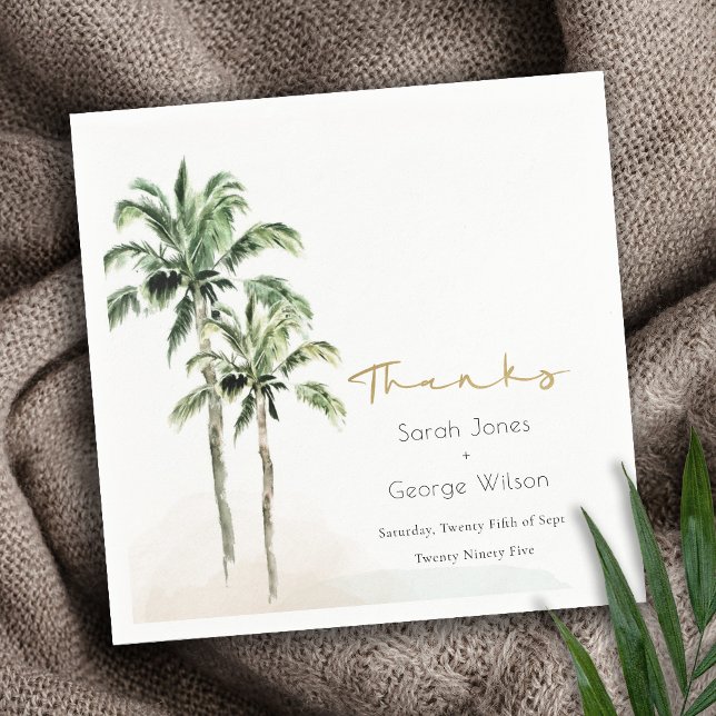 Servilleta De Papel Boda acuático Palm Tree Beach Tropical Gracias (Subido por el creador)