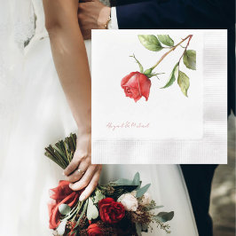 Servilleta De Papel Boda acuñado con Red Rose Stem Personalizado Names