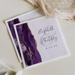 Servilleta De Papel Boda Agate Geoda Púrpura Oro Lavanda
