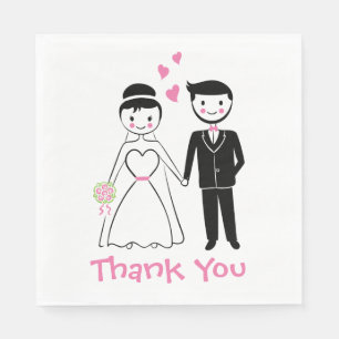 Servilleta De Papel Boda Agradecimiento Rosa Negro Dibujos Animados No