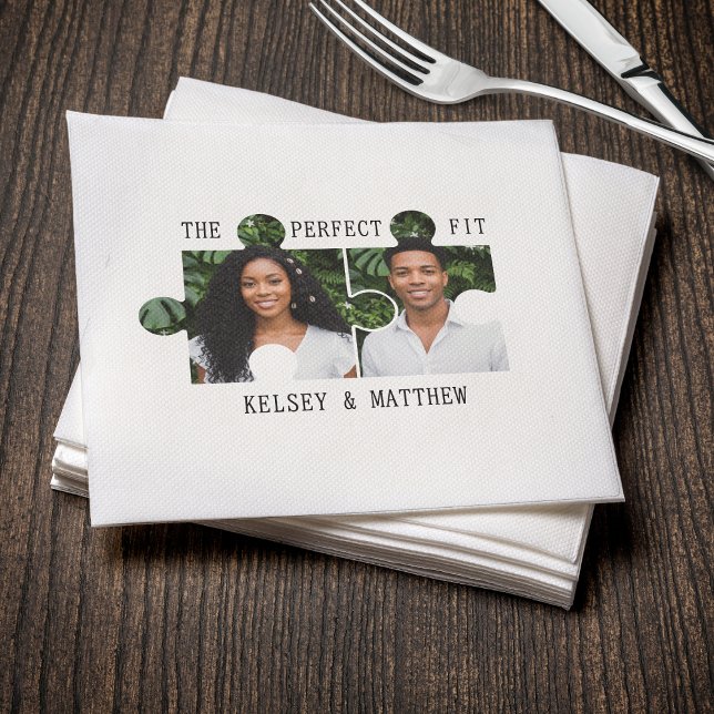 Servilleta De Papel Boda Ajuste Perfecto de la Pieza del Rompecabezas (Puzzle Piece Photo Perfect Fit Wedding Napkins
)