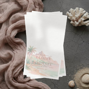 Servilleta De Papel Boda al Atardecer en Isla de Acuarela Tropical