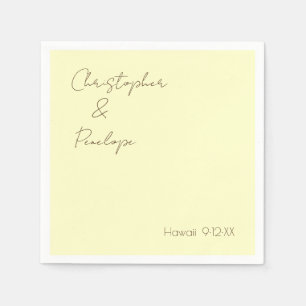 Servilleta De Papel Boda amarillo claro caligrafía minimalista