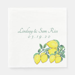 Servilleta De Papel Boda Amarillo Limón Ramillete Aquarela