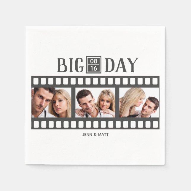 Servilleta De Papel Boda Añadir 3 fotos película divertida (Anverso)
