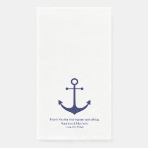 Servilleta De Papel Boda ancla náutica azul marino