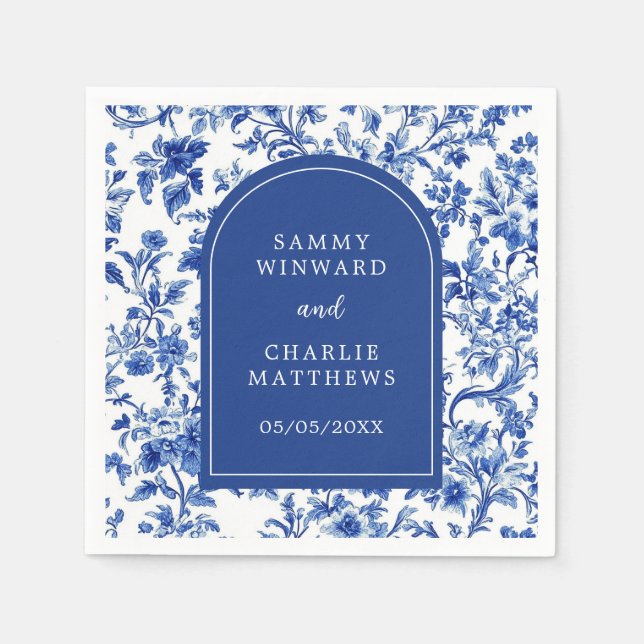Servilleta De Papel Boda Antigua Chinoiserie Azul Delft (Anverso)