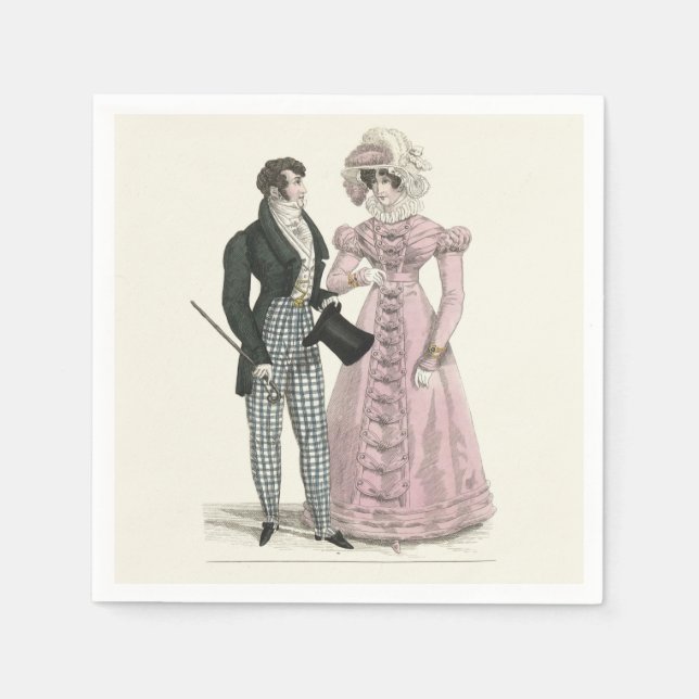Servilleta De Papel Boda antigua de 1823 hombre mujer moda (Anverso)