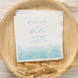 Servilleta De Papel Boda Aqua Blue Ocean Waves Beach