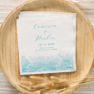 Servilleta De Papel Boda Aqua Blue Ocean Waves Beach