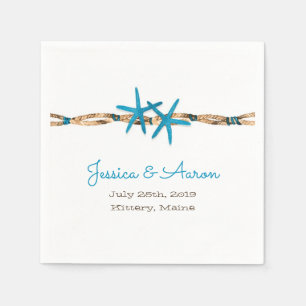 Servilleta De Papel Boda Aqua Starfish y Nautical Rope