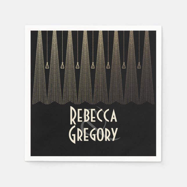 Servilleta De Papel Boda Art Deco (Anverso)