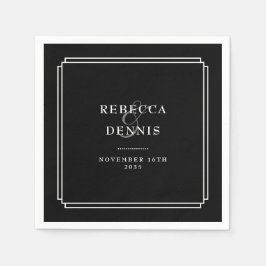 Servilleta De Papel Boda Art Deco Negro Y Blanco