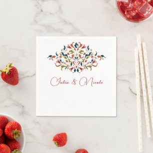 Servilleta De Papel Boda Artística Botánica Floral Paisley de Lujo