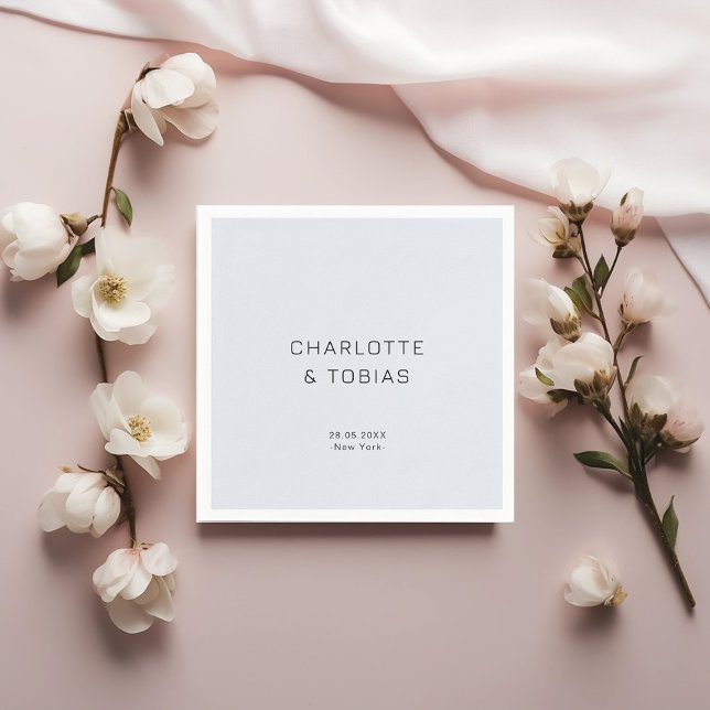 Servilleta De Papel Boda azul blanco elegante y sencillo (Subido por el creador)