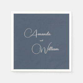 Servilleta De Papel Boda azul de la marina de simplicidad moderna