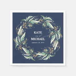 Servilleta De Papel Boda azul de la marina verde