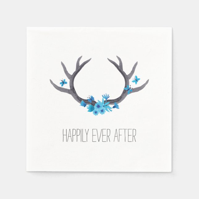 Servilleta De Papel Boda azul de los Antlers del país (Anverso)