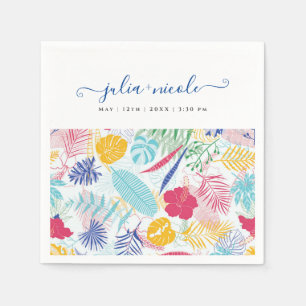 Servilleta De Papel Boda azul marino rosa salvaje bosque perenne