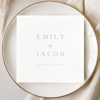Servilleta De Papel Boda Azul Minimalista Elegante