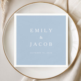 Servilleta De Papel Boda Azul Minimalista Moderna