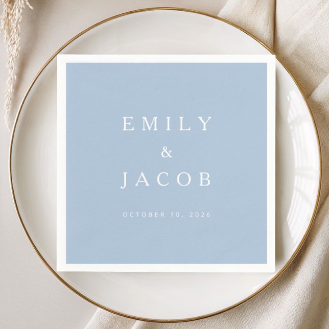 Servilleta De Papel Boda Azul Minimalista Moderna (Modern Minimalist Blue Wedding Napkins)