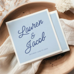 Servilleta De Papel Boda Azul Minimalista Moderna Minimalista