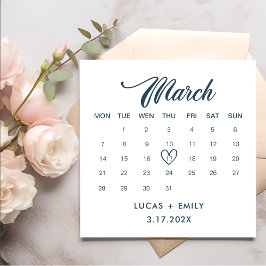 Servilleta De Papel Boda azul oscuro del calendario de marzo