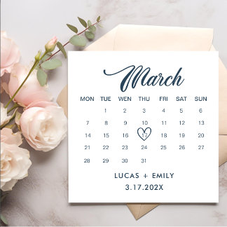 Servilleta De Papel Boda azul oscuro del calendario de marzo