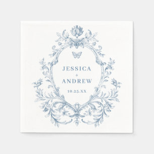 Servilleta De Papel Boda azul oxidado y floral de Grace