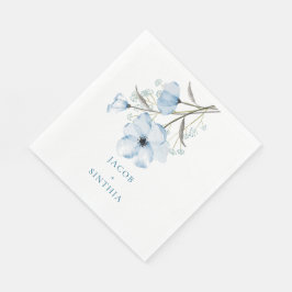 Servilleta De Papel Boda Azul Polvoriento Chic Elegante Moderno