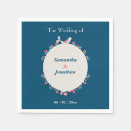 Servilleta De Papel Boda azul sencillo de estilo folk moderno