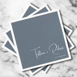 Servilleta De Papel Boda azul turbio de color editable minimalista