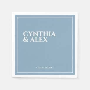 Servilleta De Papel Boda azul turbio y elegante minimalista