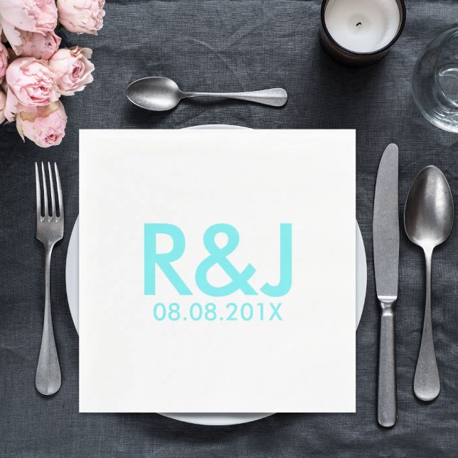 Servilleta De Papel boda azul turquesa Aqua de robin (robin's egg blue Aqua blue turquoise wedding Napkins)