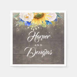 Servilleta De Papel Boda azul y blanca de otoño de la marina de los gi