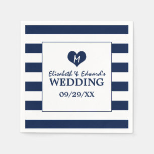 Servilleta De Papel Boda azul y blanco de la Marina de Moda moderna