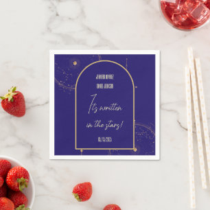 Servilleta De Papel Boda azul y oro de la Marina Celestial Nocturna Sk